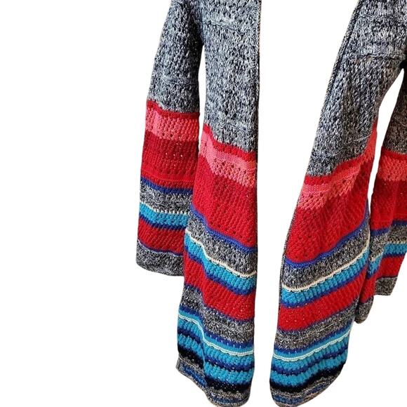 Gorgeous open weave striped boho cardigan size large - Picture 4 of 5